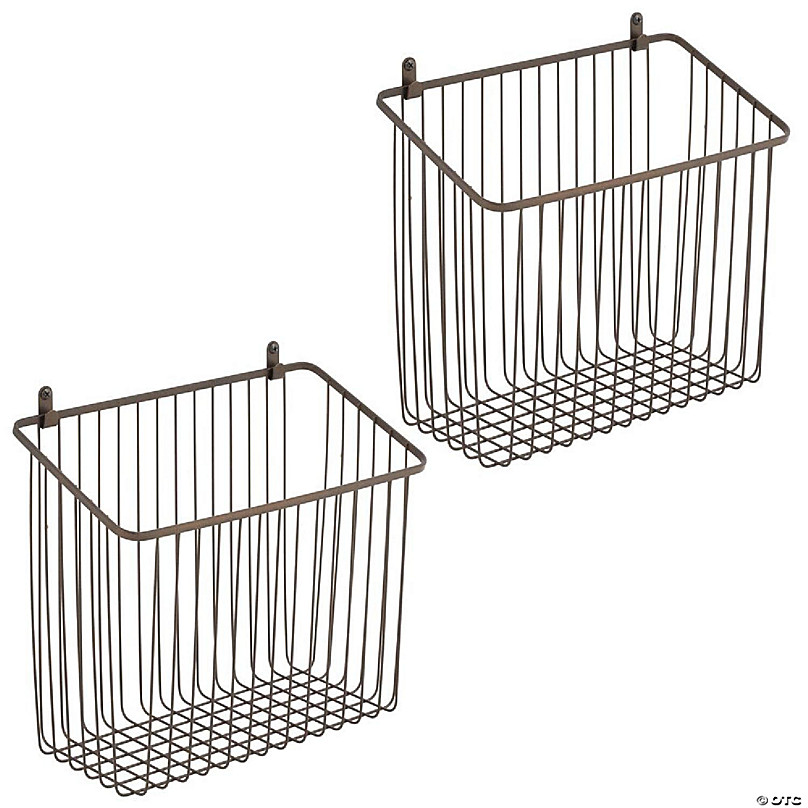 mDesign Small Metal Wire Wall Mounted Hanging Storage Basket Bin, 2 ...