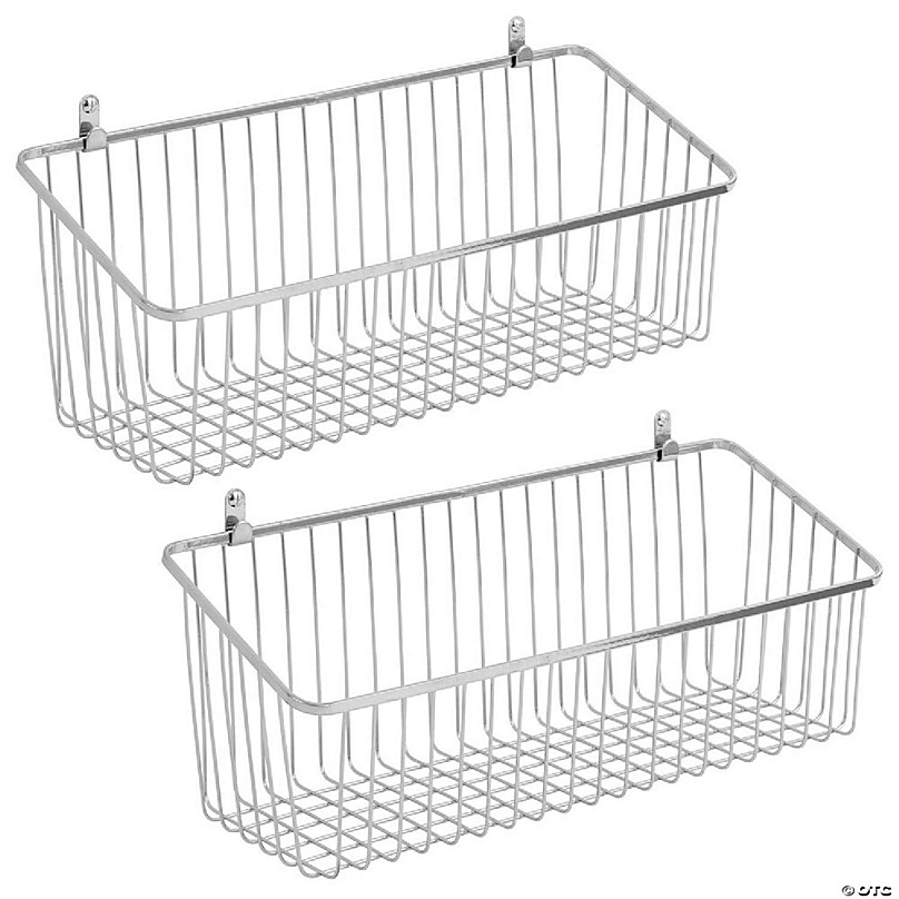 mDesign Small Metal Wire Wall Mounted Hanging Storage Basket Bin, 2 ...