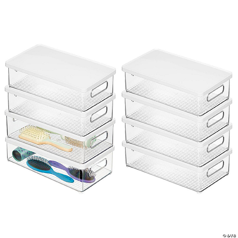 mDesign Small Plastic Bathroom Storage Bin Box, Handles/Lid, 8