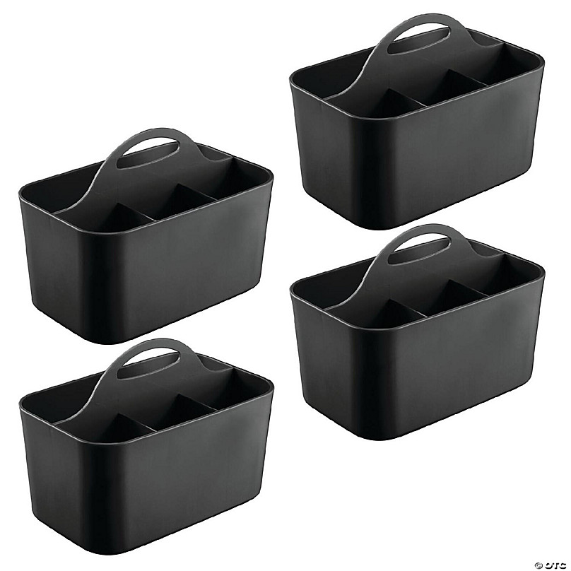 mDesign Small Plastic Office Storage Container Bin with Handles, 4