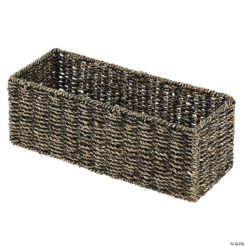 Storage Shelf Baskets with Handles - Set of 3 - Brown Wash