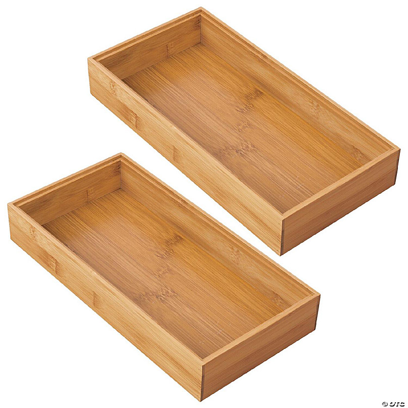 mDesign Bamboo Wood Kitchen Drawer Organizer Tray Bins - Set of 5 - Natural