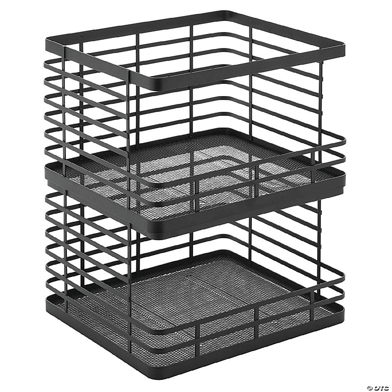 mDesign Large Stackable Metal Wire Food Baskets with Open Front