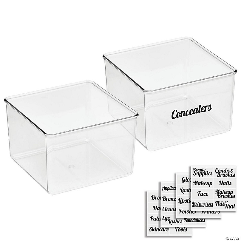 mDesign Stackable Plastic Bath Storage Organizer Box, 2 Pack + 32