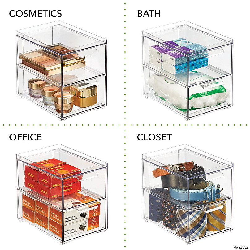 https://s7.orientaltrading.com/is/image/OrientalTrading/FXBanner_808/mdesign-stackable-plastic-storage-closet-bin-2-pull-out-drawers-2-pack-clear~14383604-a02.jpg