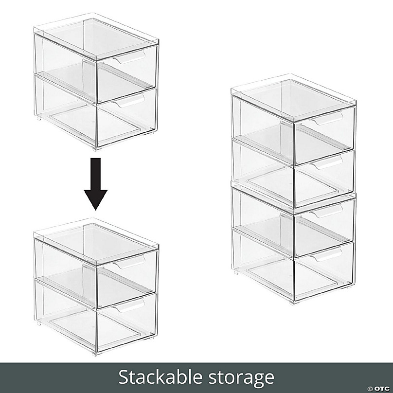 mDesign Plastic Stacking Closet Storage Organizer Bin with Drawer, 2 Pack,  Clear - Clear - Yahoo Shopping