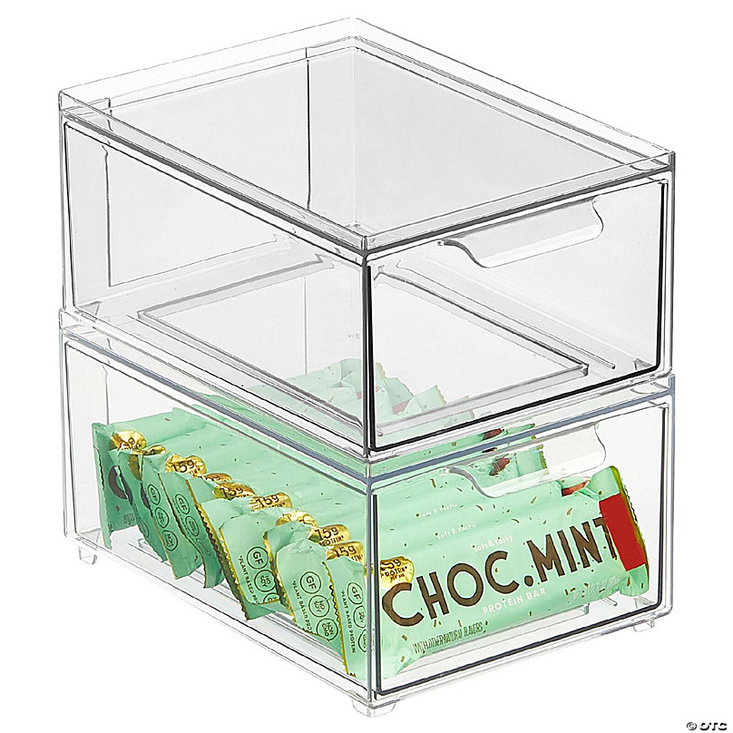 Mdesign Stacking Plastic Storage Kitchen Bin With Pull-Out Drawer, 2 Pack,  Clear - Yahoo Shopping