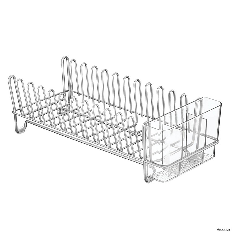 Chrome/Clear Compact Metal Kitchen Sink Dish Drying Rack by mDesign