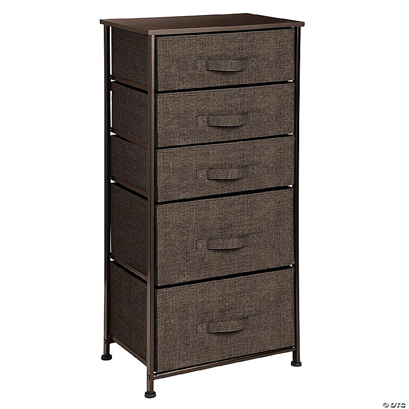 mDesign Tall Drawer Organizer Storage Tower, 5 Fabric Drawers