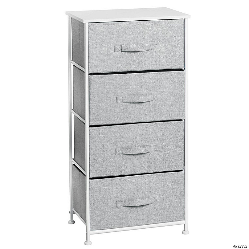 mDesign Tall Dresser Storage Tower Stand with 4 Removable Fabric Drawers -  Gray