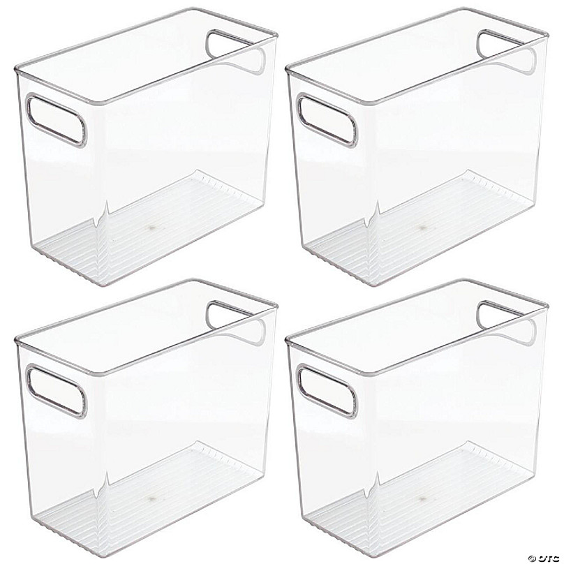 mDesign Tall Plastic Bathroom Organizer Bin with Built-In Handles, 4 Pack,  Clear