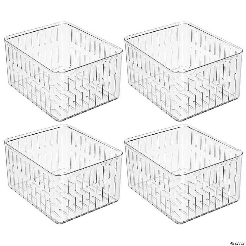 mDesign Vented Fridge Storage Bin Basket for Fruit, Vegetables, 4 Pack - Clear - Clear