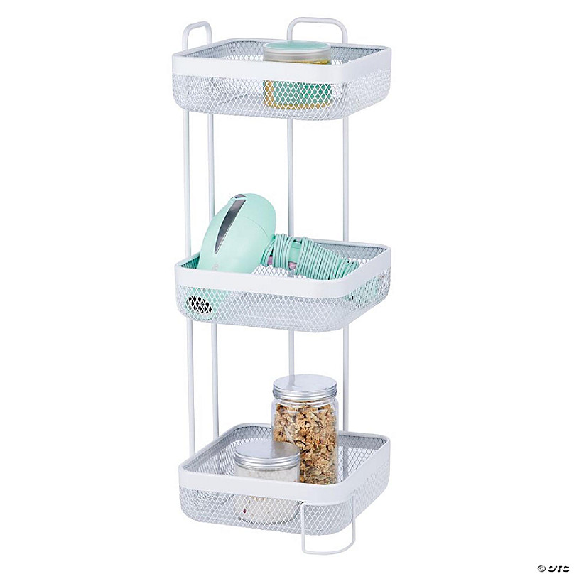 iDesign Twillo Metal Wire Corner Standing Shower Caddy 3-Tier Bath Shelf  Baskets