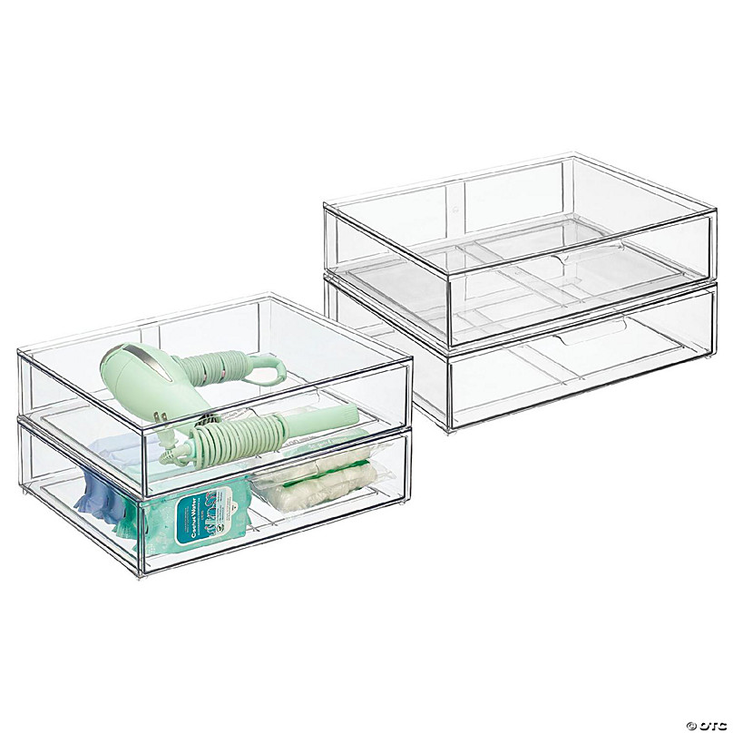 https://s7.orientaltrading.com/is/image/OrientalTrading/FXBanner_808/mdesign-wide-plastic-stackable-bathroom-organizer-bin-with-drawer-4-pack-clear~14366788-a01.jpg