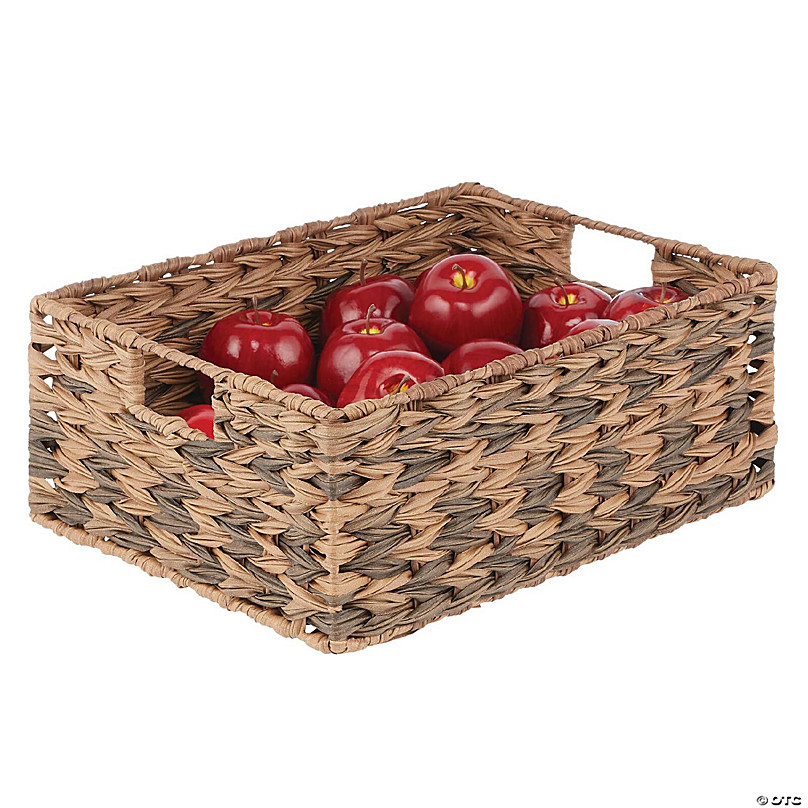 mDesign Woven Farmhouse Pantry Food Storage Bin Basket Box, 6 Pack - Brown  Ombre 