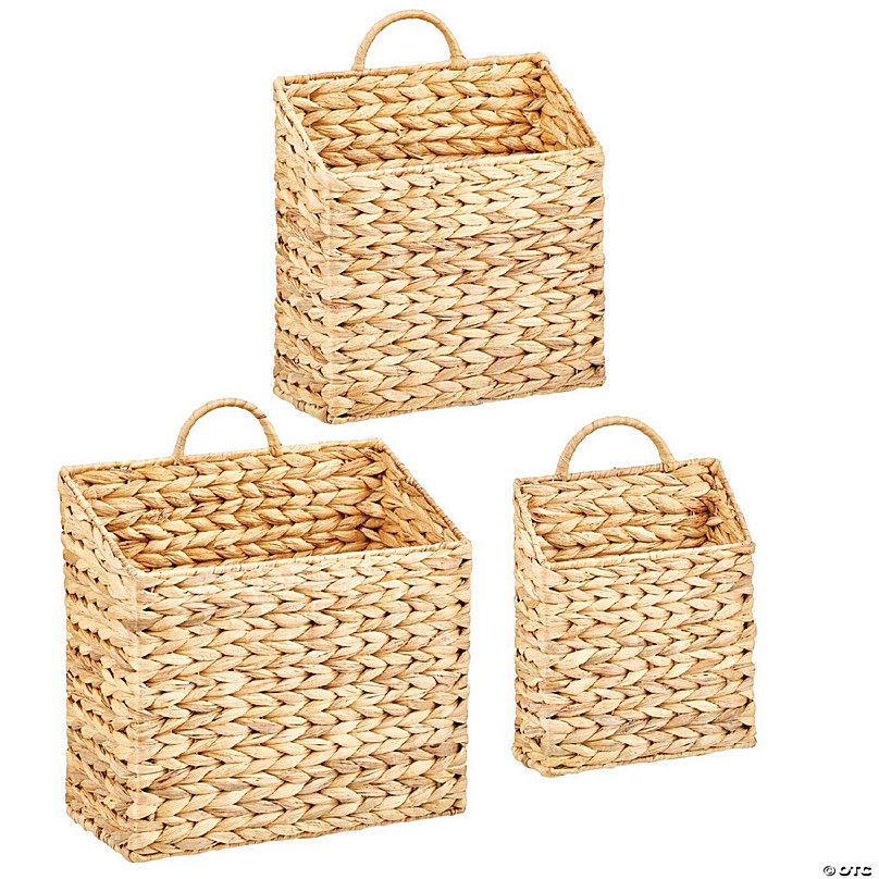 mDesign Small Woven Seagrass Bathroom Toilet Tank Storage Basket