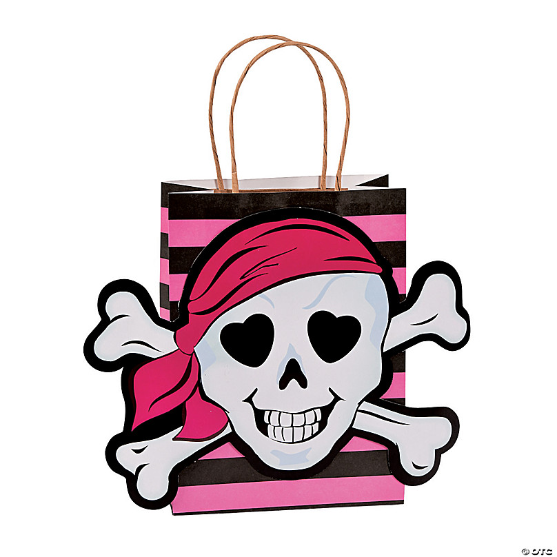 24 Pirate Skull Jolly Roger Party Favor Goody Treat Cello Cellophane Bags 