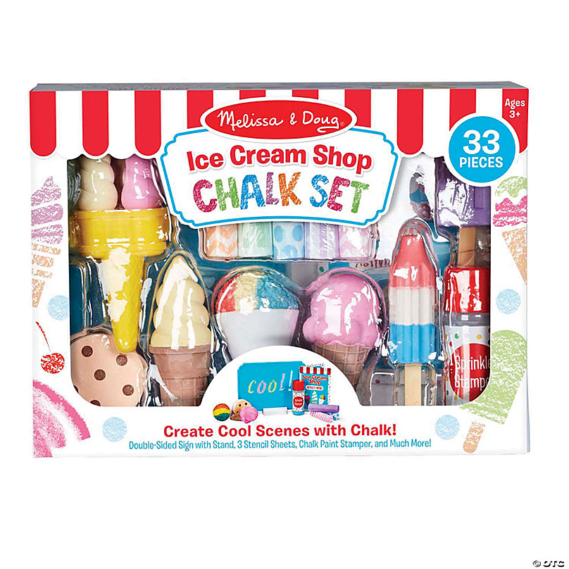  Melissa & Doug Ice Cream Shop Multi-Colored Chalk and Holders  Play Set - 33 Pieces, Great Gift for Girls and Boys : Toys & Games