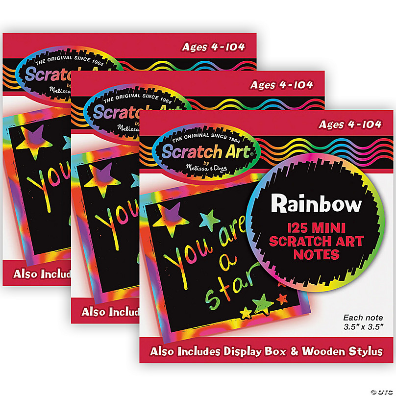 Melissa & Doug Scratch Art Rainbow Mini Notes (125) With Wooden Stylus -  Color Scratch Art Mini Notes, Party Favors, Stocking Stuffers, Arts And