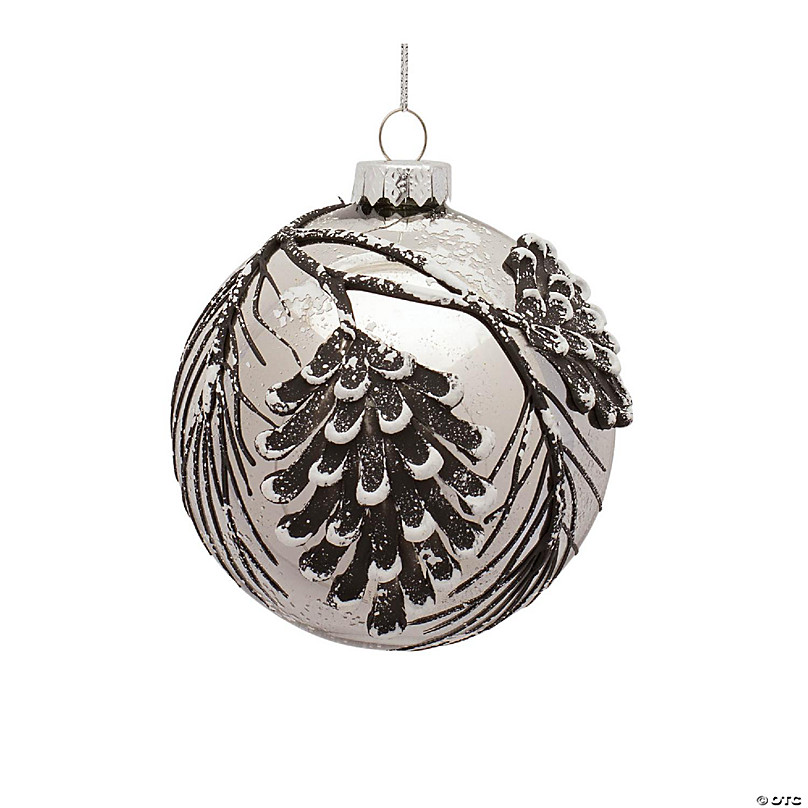 5 Silver Christmas Ball Ornament - Set of 6