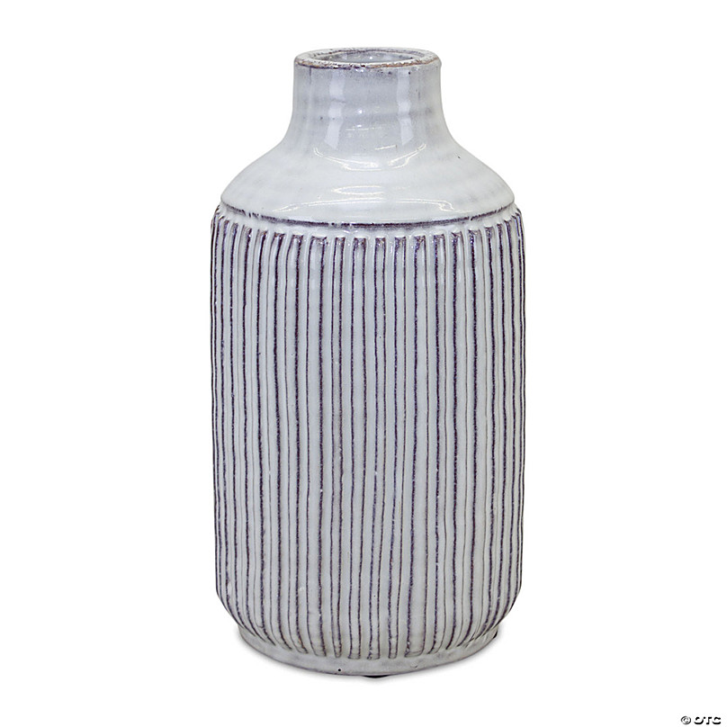 Melrose International Decorative White Washed Terracotta Vase 10 Inches~14242547 
