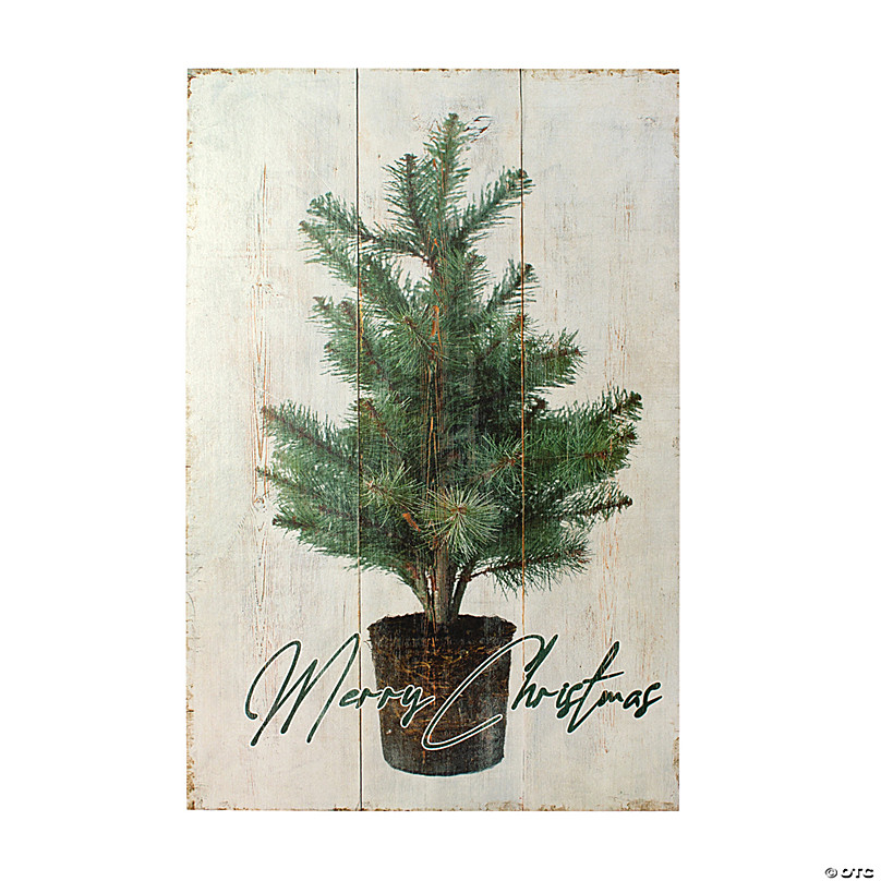 Melrose International Wooden Pine Tree Plaque (Set Of 2) 11In