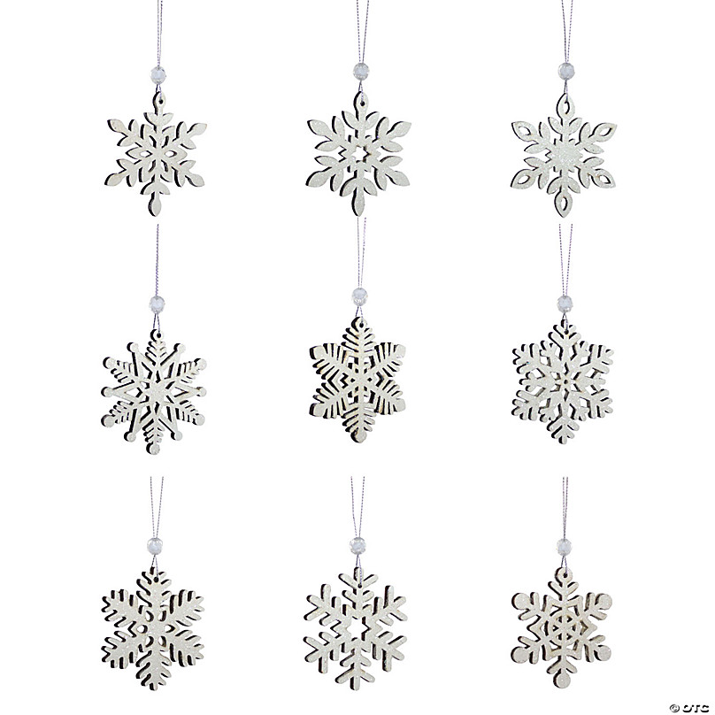 Melrose International Wooden Snowflake Ornament (2 Boxes of 18)