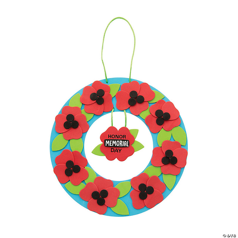 Memorial Day Poppy Wreath Craft Kit Oriental Trading
