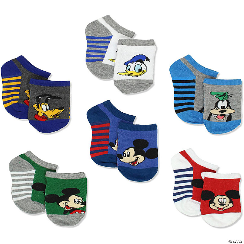 https://s7.orientaltrading.com/is/image/OrientalTrading/FXBanner_808/mickey-mouse-little-boys-6-pack-socks-shoe-4-7-sock-2-4-stripes-no-show~14381233.jpg