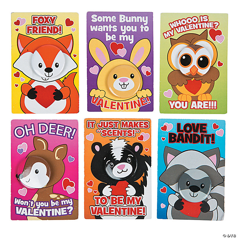 Mini Animal Buttons Valentine Exchanges with Card for 24 | Oriental Trading