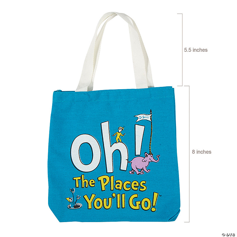 Mini Dr. Seuss™ Oh, the Places You'll Go Canvas Tote Bags - 12 Pc