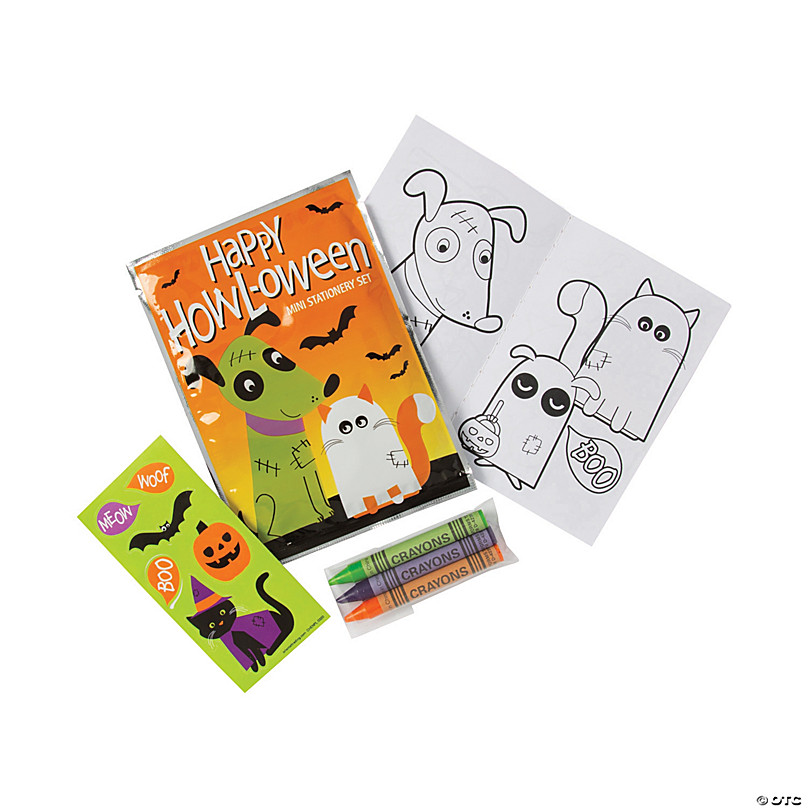 Mini Halloween Activity Books with Crayons - 12 Pc.