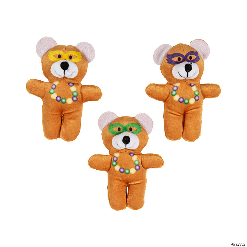 Mini Mardi Gras Stuffed Bears 12 Pc