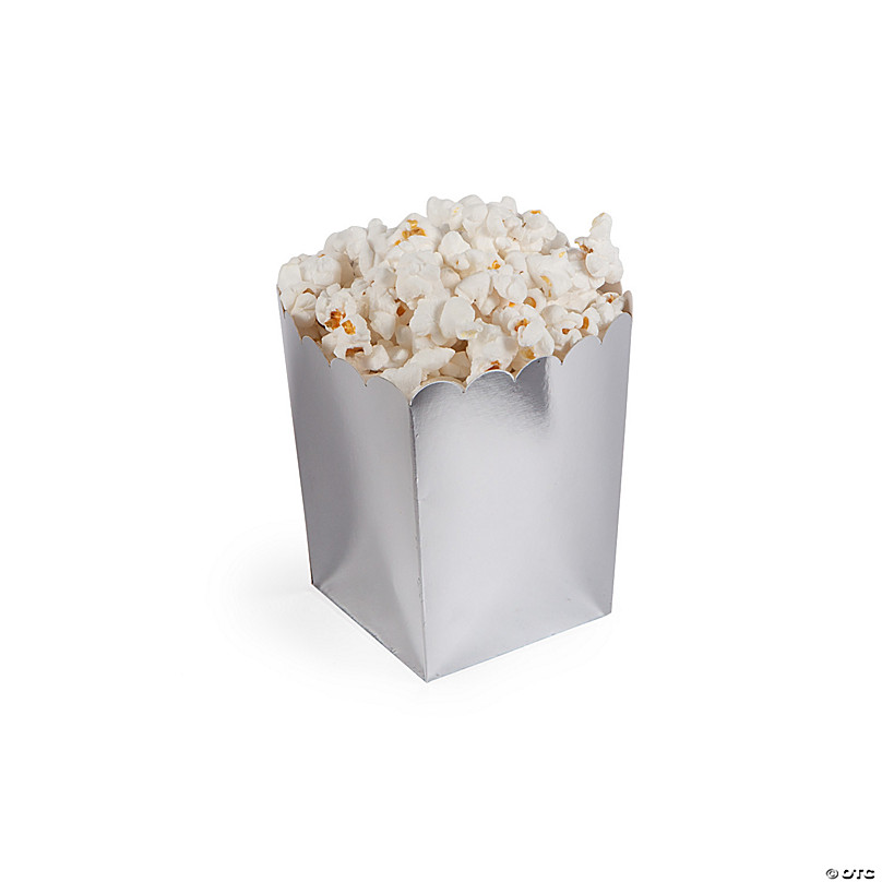 Mini Metallic Silver Popcorn Boxes - 24 Pc. | Oriental Trading