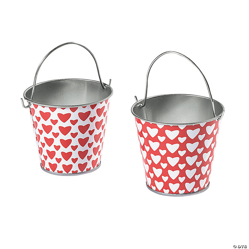 Miniature Decorative Metal Bucket with Polka Dots
