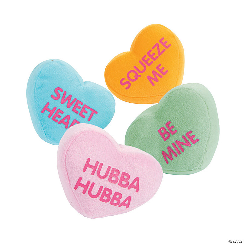 Mini Valentine's Day Stuffed Conversation Hearts - 12 Pc.