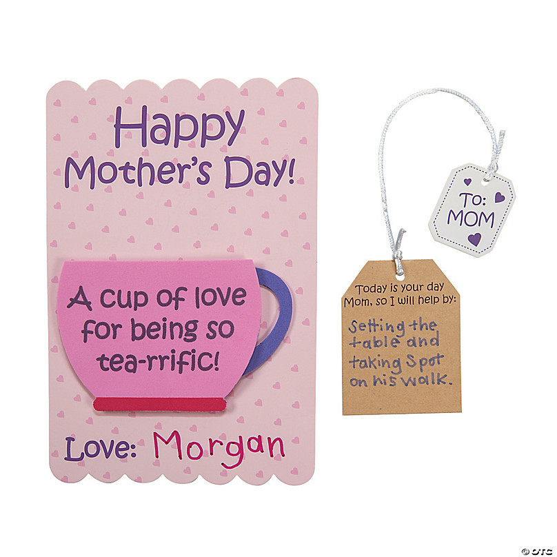 Mothers Day Tea Cup shaped card w/magnet and message and place for a gift  card or picture