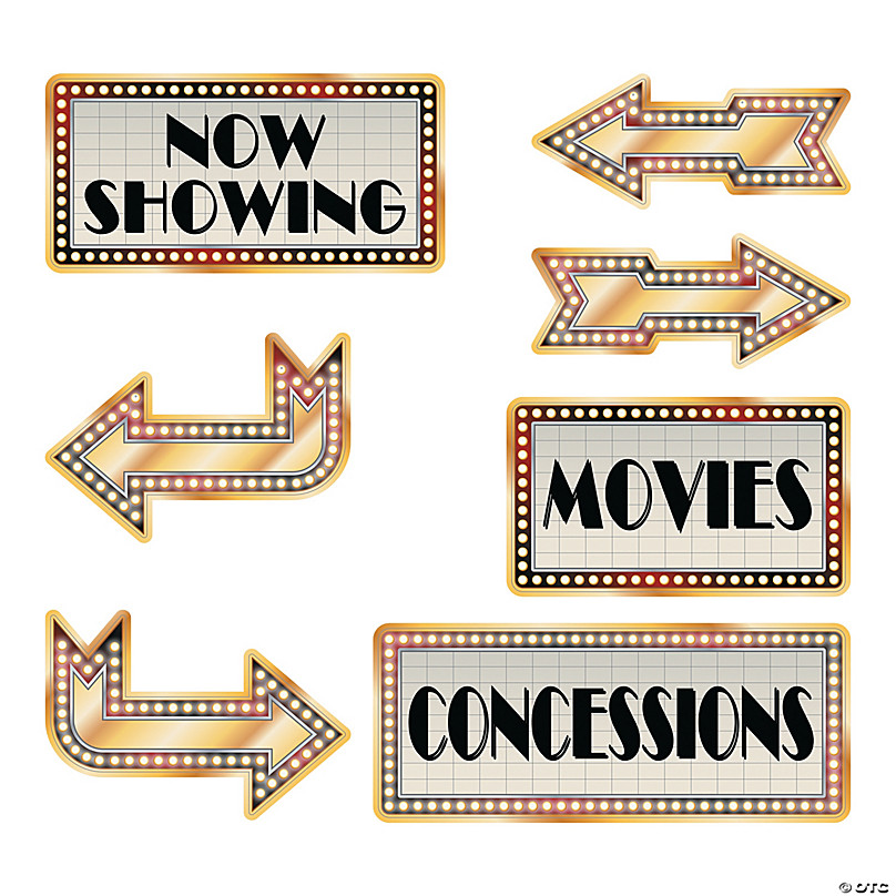 Movie Night Directional Sign Cutouts - 6 Pc.