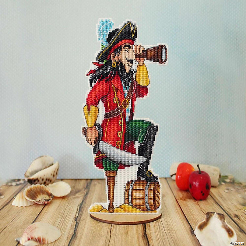 Pirate Captain with Eyepatch and Sword Wooden Nutcracker Christmas