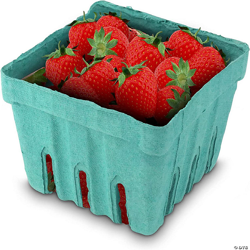 MT Products 1 Pint Vented Green Molded Pulp Fiber Berry Baskets - Pack of  15