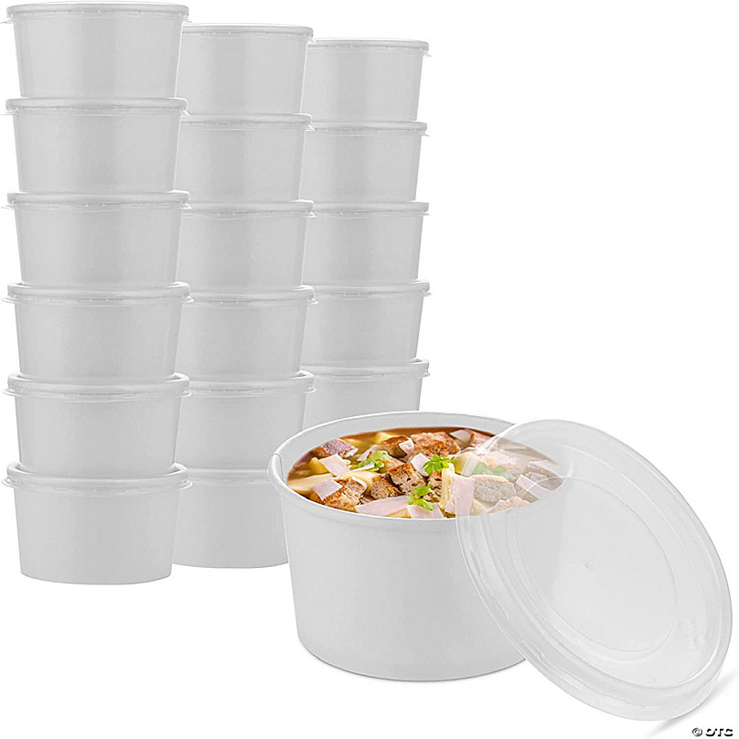 White Paper Soup Bowl - Disposable soup bowl with Lid