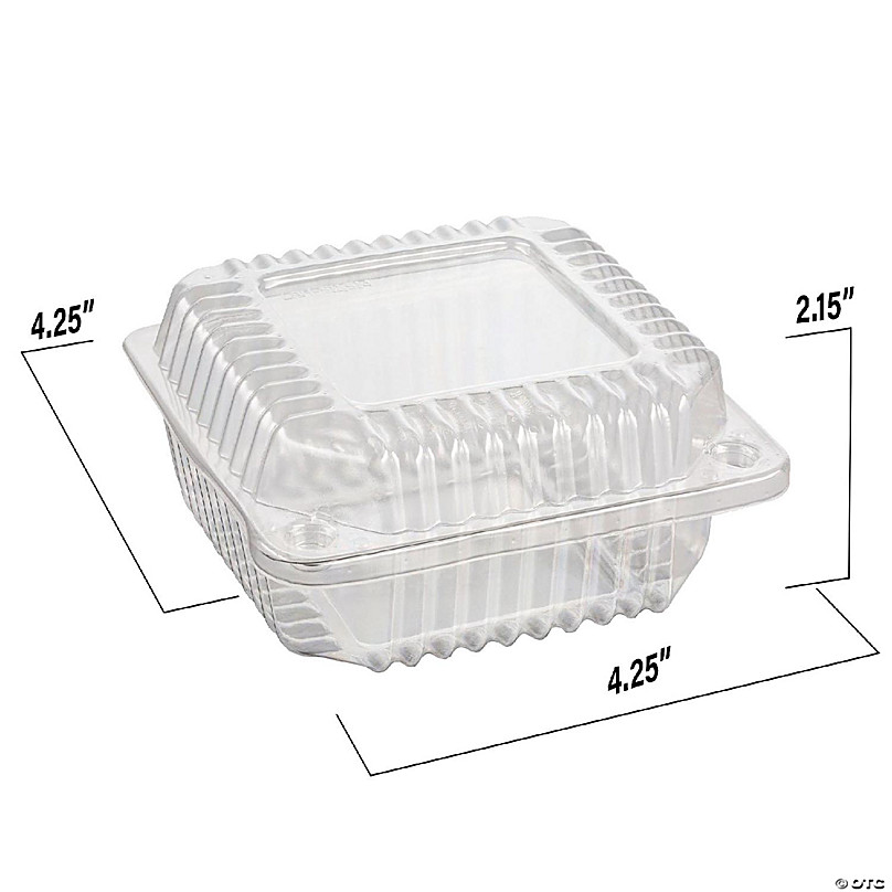 100 Pack Clear Plastic Square Hinged Food Container,Disposable