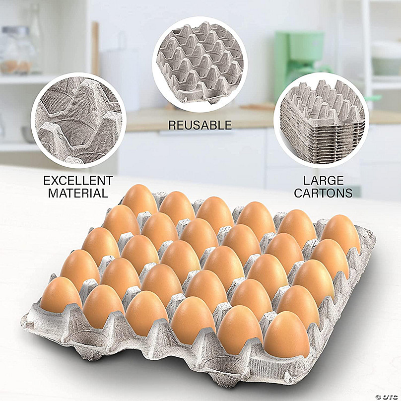 MT Products Natural Pulp Paper Egg Cartons Flats Holds 30 Eggs - Pack of 15