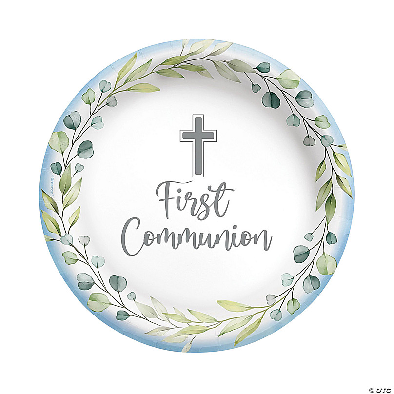 8 x Radiant Cross 1st First Holy Communion Religious Party 9" Paper Plates PINK 