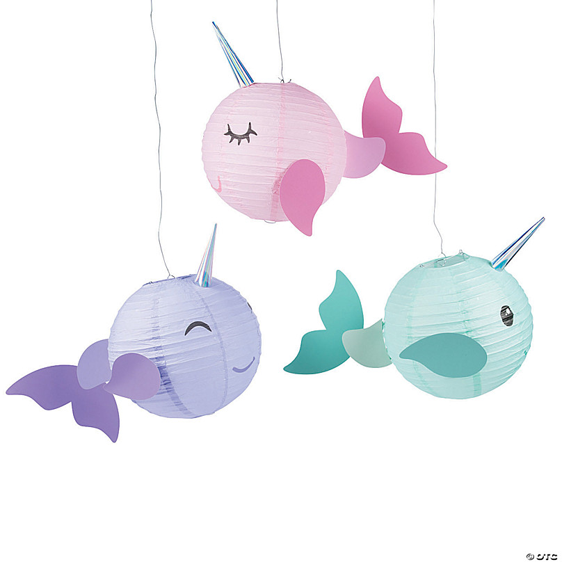 Narwhal Party Hanging Paper Lanterns Oriental Trading