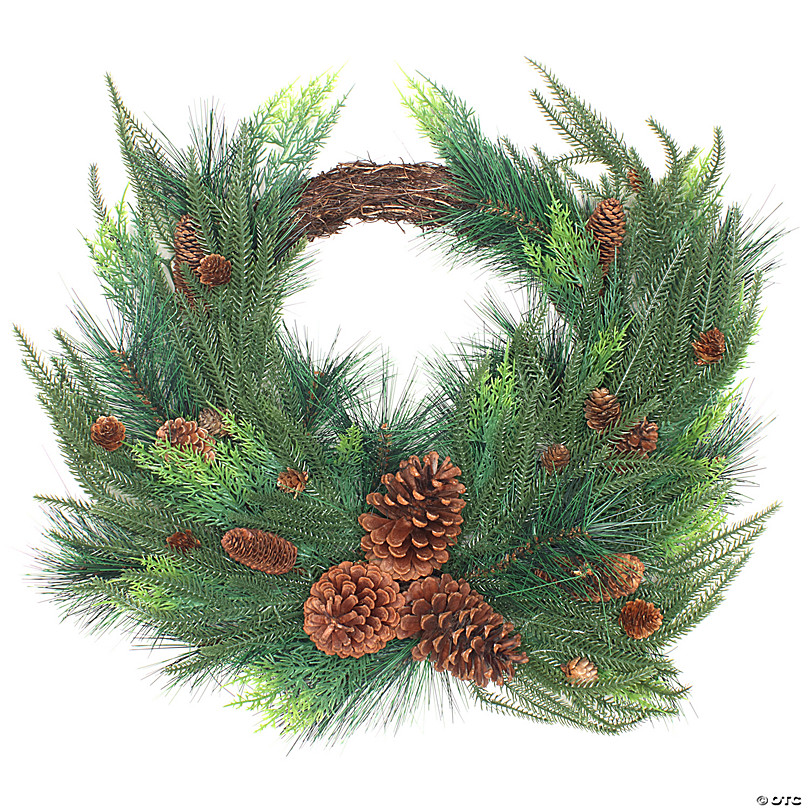 National Tree Company 36 Decorative Collection Cozy Christmas Wreath with Red and Clear Lights