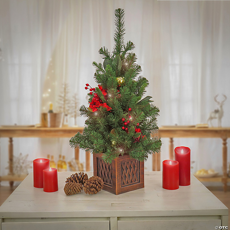 36 Christmas Be Merry Decorated Gold Table Top Tree in Pot, 35 Warm W –  National Tree Company