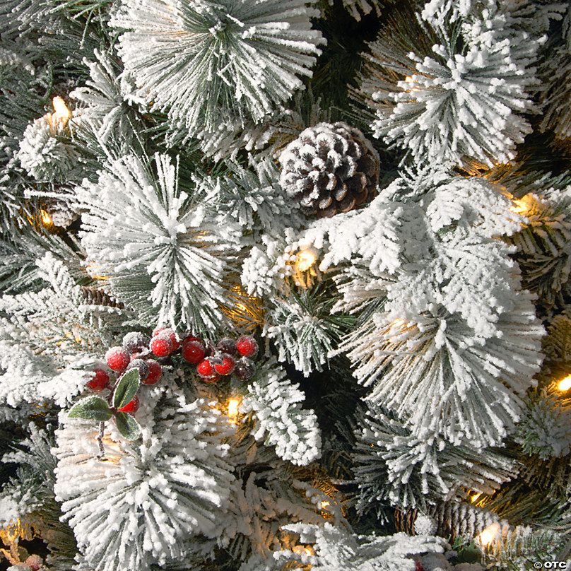 National Tree Company 7.5 ft. Snowy Bedford Slim Pine Tree with Clear ...