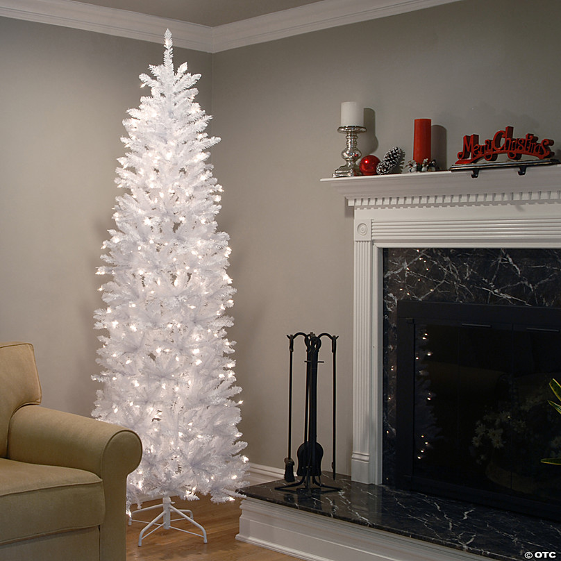 National Tree Company 7 ft. Kingswood White Fir Pencil Tree with Clear ...