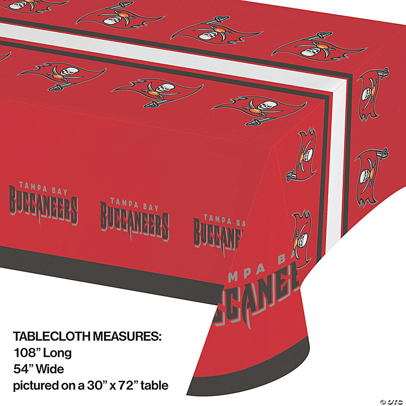 Tablecover Tampa Bay Buccaneers Football Party Bundle for 16 People Plates Napkins Includes 1 Maze Game Activity Card by ClassicVariety 